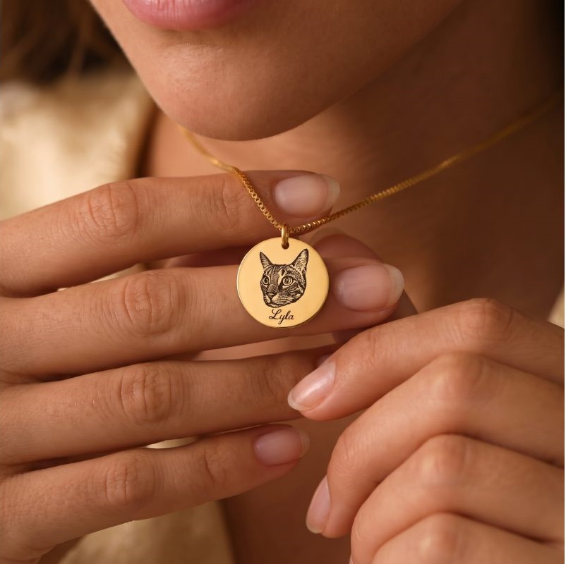 Custom Engraved Pet Portrait Necklace