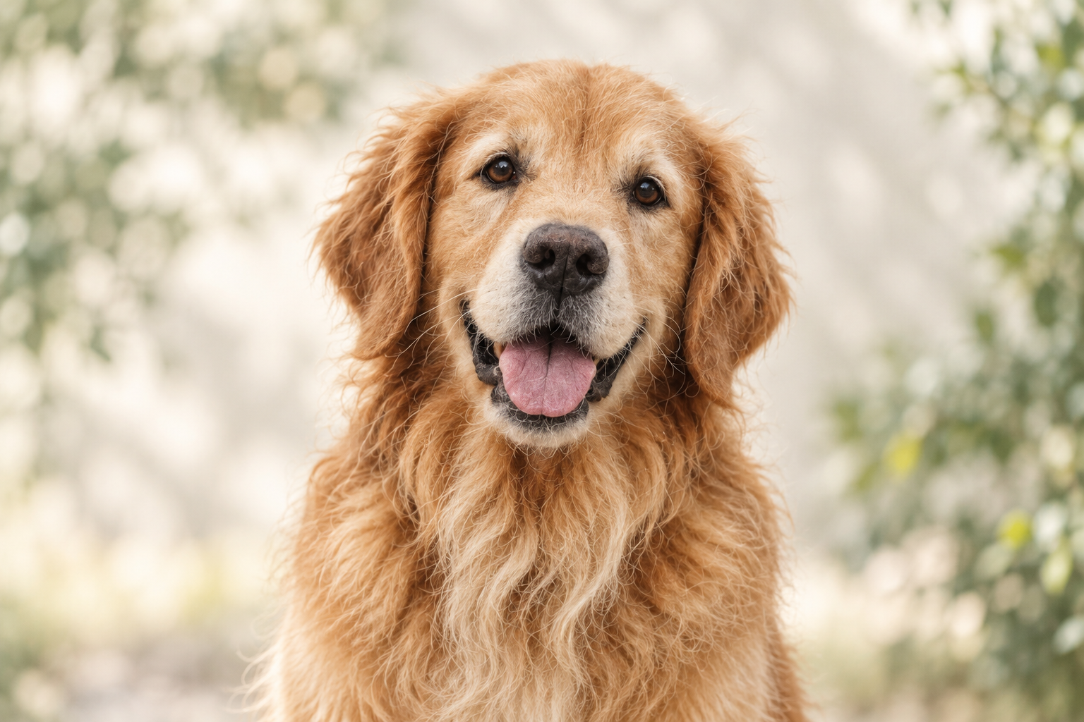 An illustrative golden retriever portrait photo