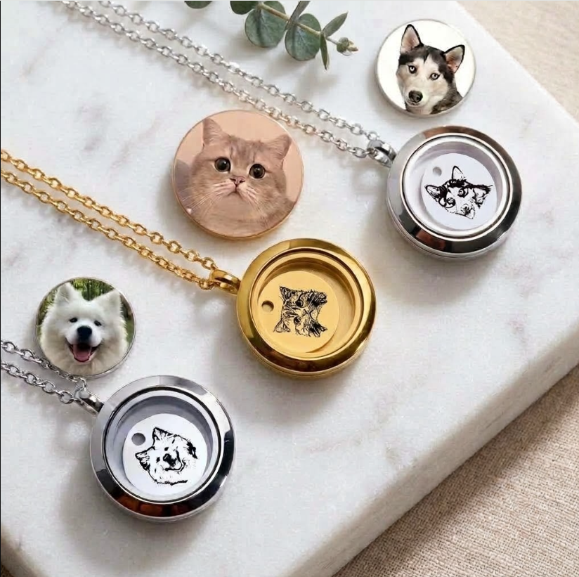 Personalized Pet Fur Keepsake Locket Necklace — view 1